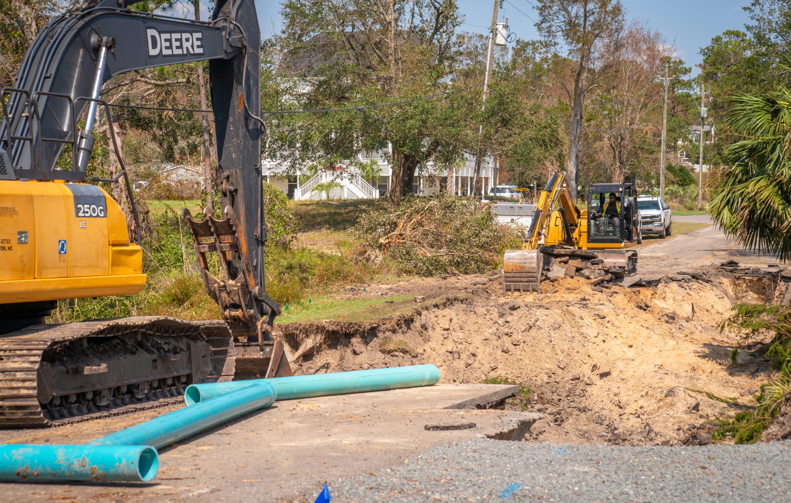 Middlesound Loop Rd. in Wilmington, NC, is destroyed due to flooding from Hurricane Florence.